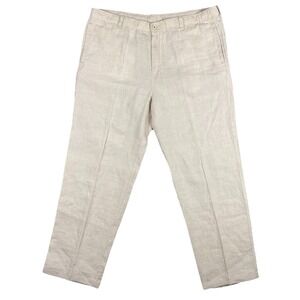 Tommy Bahama Relax Beige Linen Wide‎ Straight Leg Pants Trousers Womens XL